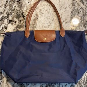 Longchamp navy blue shoulder tote
